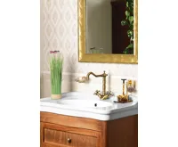 SAPHO ANTEA stojánková umyvadlová baterie s retro hubicí s výpustí, bronz (4)