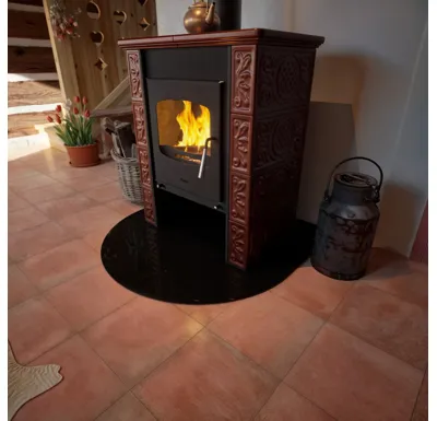 Sklo pod kamna - FLAMINGO Oblouk 1000x1000 mm, černé, fazeta / R500 / 6 mm