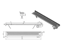 AQUALINE KROKUS nerezový podlahový žlab s roštem, ke stěně, L-960, DN50 (6)