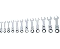 BGS Sada ráčnových očkoplochých klíčů ,  krátké ,  kloubové ,  8 - 19 mm ,  12dílná - BGS 6543 (6)
