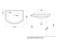 KERASAN RETRO keramické umývátko 41x30cm, bez otvoru, bílá (4)