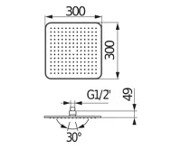 JIKA CUBITO Hlavová sprcha SLIM čtverec 300 x 300 mm, nerez (1)