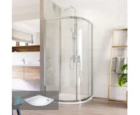 LIMA Sprchový kout, čtvrtkruh, 100x190 cm, R 550, chrom ALU, sklo Čiré, vanička z litého mramoru LIMA Sprchový kout, čtvrtkruh, 100x190 cm, R 550, chrom ALU, sklo Čiré, vanička z litého mramoru