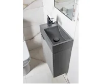 SAPHO CREST L betonové umývátko, nástěnné, včetně výpusti, 40x22cm, černý granit (3)