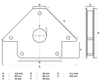 BGS Magnet pomocný pro sváření úhlů 155 x 100 mm (2)