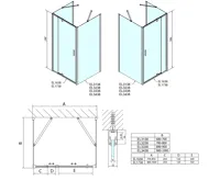 POLYSAN EASY třístěnný sprchový kout 900-1000x1000mm, pivot dveře, L/P varianta, sklo Brick (5)