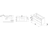 JIKA CUBE Skříňka s 2 zásuvkami včetně umyvadla 100x43 cm, Bílá (1)