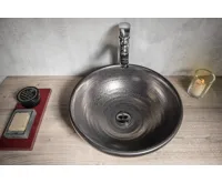 SAPHO ATTILA keramické umyvadlo, průměr 43cm, metalická měď (5)