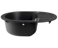 SAPHO Granitový vestavný dřez s odkapem, 61x46,5cm, černá (3)