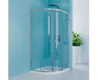 Sprchový set: sprchový kout, čtvrtkruh, 90x185 cm, R550, chrom ALU, sklo Čiré, litá vanička (3)