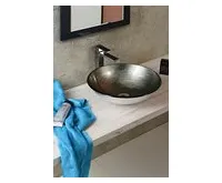 SAPHO DAMAR skleněné umyvadlo na desku Ø 42m, tmavě šedá/stříbrná (1)