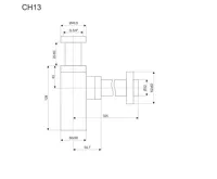 Sifon umyvadlový hranatý, celokovový s převlečnou maticí, pochrom. mosaz, 5/4"x ø 32 mm (1)