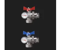 WIGELL SADA Kulových kohoutů NIKL s teploměry 1&quot; rohových se šroubením k rozdělovači