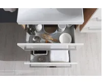 Koupelnová skříňka, umyvadlo litý mramor, 100 cm, bílá/bílá (3)