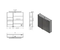 SAPHO MIRRÓ galerka s LED osvětlením, 80x70x16cm, dub stříbrný (7)