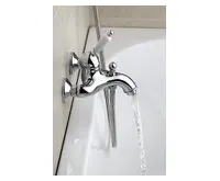 SAPHO KIRKÉ WHITE nástěnná vanová baterie, bílá páčka, chrom (1)