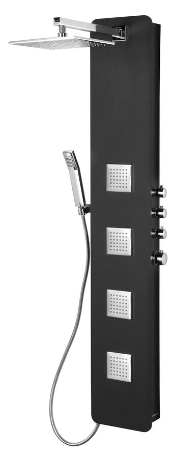 POLYSAN SPIRIT SQUARE termostatický sprchový panel nástěnný, 250x1550mm, černá
