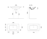 GSI PURA keramické umyvadlo Slim 82x46cm, bez otvoru, černá mat (6)