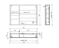 SAPHO ALIX galerka s LED osvětlením 96x70x17,5cm, bílá (2)