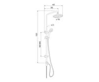 Sprchová souprava Lila-plastová hlavová sprcha a třípolohová ruční sprcha vč. sprch. baterie 150 mm (2)