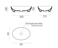 GSI PURA keramické umyvadlo na desku, 60x42cm, ghiaccio mat (4)