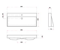 SAPHO KARE 100 keramické umyvadlo nábytkové 98x46cm, bílá (10)