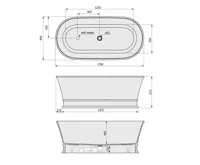 POLYSAN DELONIX volně stojící vana litý mramor 170x84x61,5cm, bílá (7)