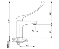 BRUCKNER SIEGER stojánková umyvadlová baterie, lékařská páka, chrom (2)