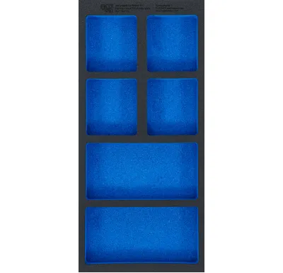 BGS Pěnová vložka (modul) do dílenského vozíku 1/3, prázdná, 6 přihrádky , 408 x 189 x 32 mm