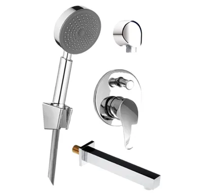 Vanový set: sprchová podomítková baterie, vanové hubice, ruční sprcha, stěnový vývod