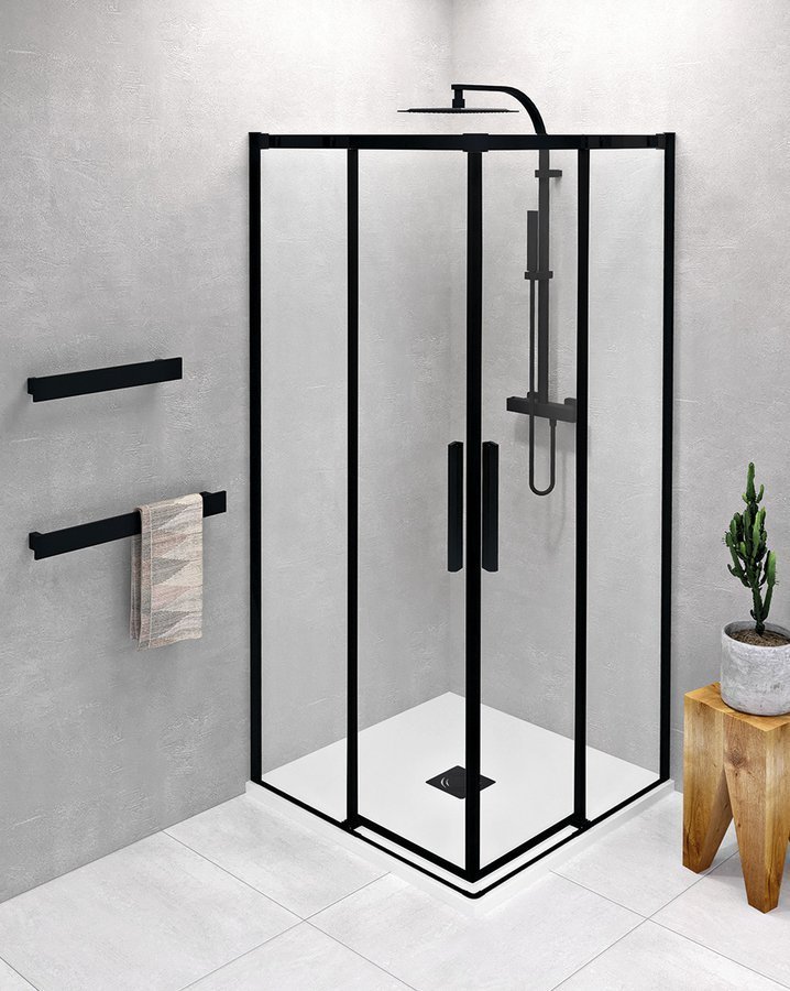 POLYSAN ALTIS LINE BLACK čtvercový sprchový kout 900x900 mm, rohový vstup, čiré sklo