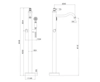 SAPHO VIENNA vanová baterie s připojením do podlahy, bronz (2)