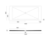 GSI Keramická sprchová vanička, obdélník 180x80x2cm, creta mat (2)