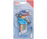 BGS Sada zahnutých klíčů,  vícebarevné,  krátké,  T-profil (pro Torx) s kulovou hlavou T10-T50 (3)