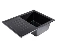 GRANISIL LAGO 680.0 Granitový dřez s odkapem, černý (2)