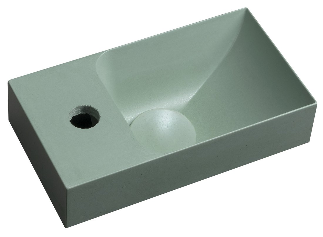 Sapho piccolino betonové umývátko 30,8x17cm, baterie vlevo, zelená