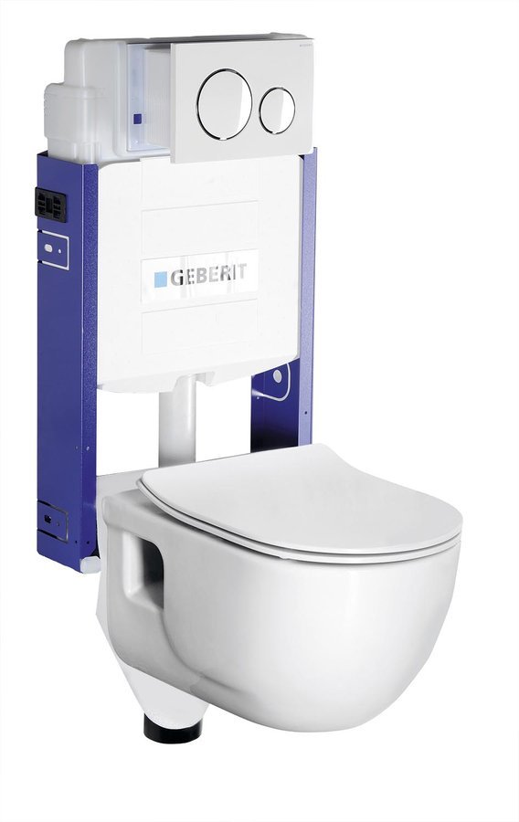 Závěsné WC Brilla s podomítkovou nádržkou a tlačítkem Geberit, bílá