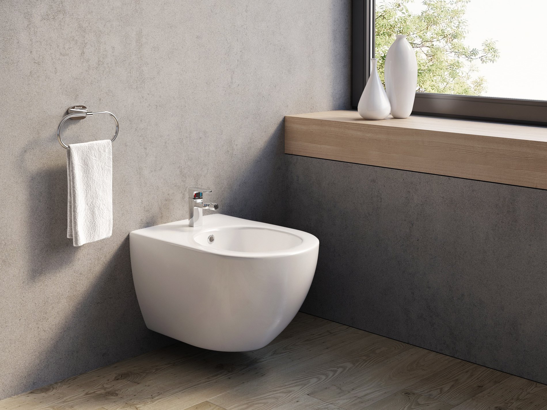 Ravak bidet uni chrome závěsný white