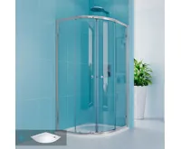 Sprchový set: sprchový kout, čtvrtkruh, 90x185 cm, R550, chrom ALU, sklo Čiré, litá vanička
