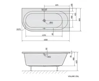 POLYSAN ASTRA R asymetrická vana 165x80x48cm, bílá (2)