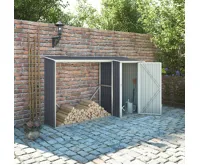 Přístřešek na dřevo s kůlnou plechový PLUTOS A 3,07 m2 antracit IWH-10230032 (4)