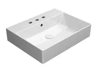 GSI KUBE X keramické umyvadlo 60x47cm, broušená spodní hrana, 3 otvory, bílá ExtraGlaze