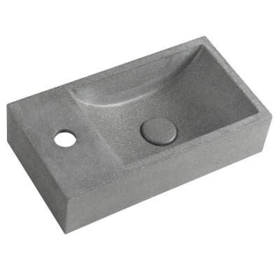 SAPHO CREST L betonové umývátko, nástěnné, včetně výpusti, 40x22cm, černý granit