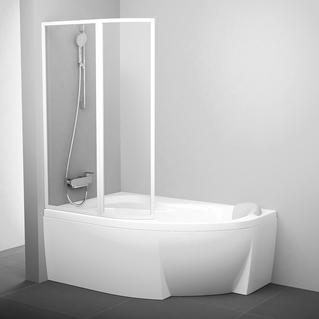 Ravak vanová zástěna vsk2 rosa 160 l bílá+transparent