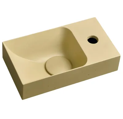 SAPHO PICCOLINO betonové umývátko 30,8x17cm, baterie vpravo, žlutá mat