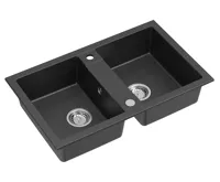 SAPHO Granitový dvojdřez, 78x48cm, černá (3)