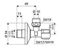 Schell COMFORT Rohový ventil 1/2" x 3/8" s matkou (1)