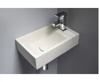 SAPHO CREST R betonové umývátko, nástěnné, včetně výpusti, 40x22cm, bílý pískovec (9)