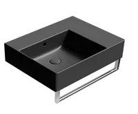 GSI KUBE X keramické umyvadlo 60x47cm, s odkládací plochou vpravo, bez otvoru, černá mat (3)
