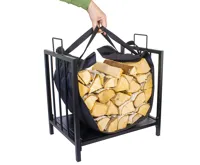 HomeLife Stojan na krbové dřevo s nosičem LOKI, 43 x 45,7 x 30 cm (1)